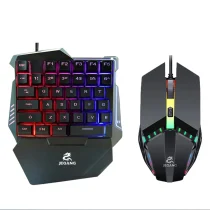 کیبورد و موس مخصوص بازی جکنگ مدل JK-913، سوییچ ممبران، Full-Size، نورپردازی LED RGB