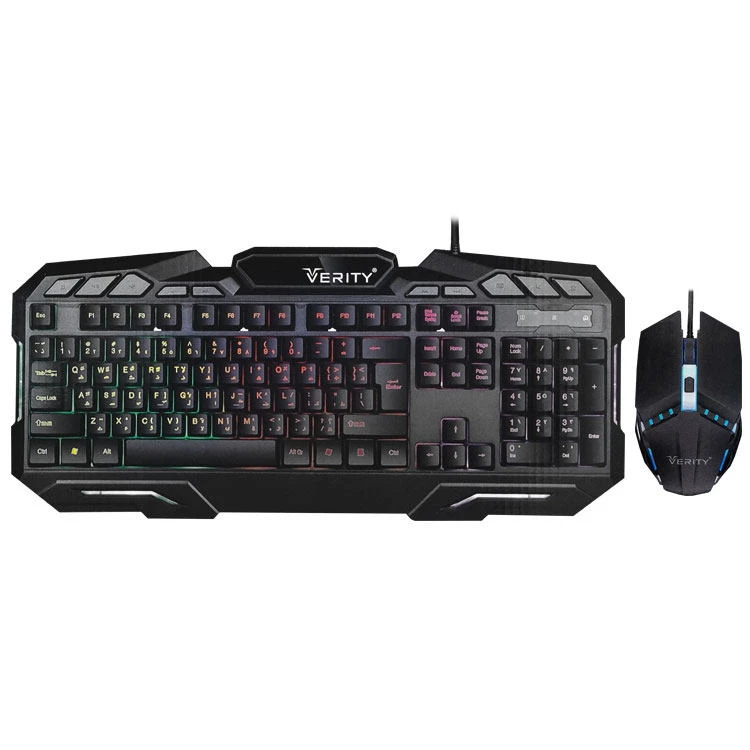 کیبورد و ماوس گیمینگ وریتی مدل V-KB6126GCW، سوییچ ممبران، Full-Size، نورپردازی LED RGB