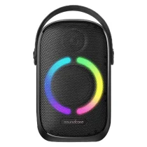 اسپیکر بلوتوثی قابل حمل انکر مدل SoundCore A3395 Rave Neo، مدت زمان پخش ۱۸ ساعت، نسخه بلوتوث ۵، منبع انرژی باتری، مدت زمان شارژ شدن ۶ ساعت، همراه با کابل شارژ، دارای ورودی USB ،USB-C و AUX، ضد آب و گرد‌‌‌ و خاک، دارای رقص نور، قابلیت پاوربانک